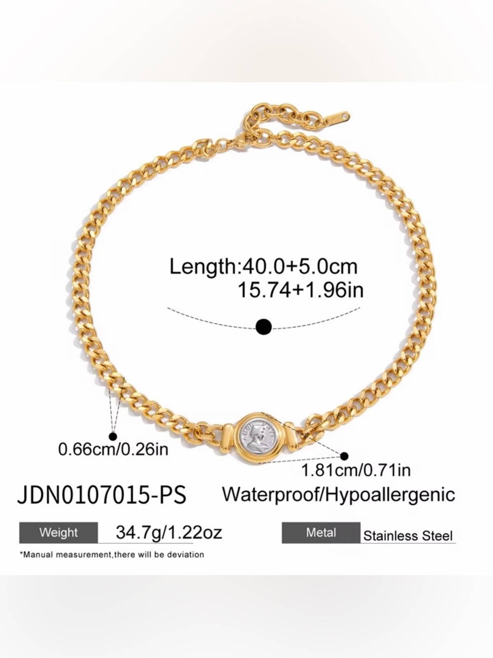 18K Gold Plated Silver Coin Necklace - Picture 7 of 8